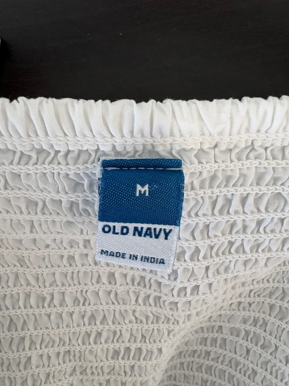 Old Navy White Cotton Wrap Peplum Blouse Puff Sleeve Tie Back Medium